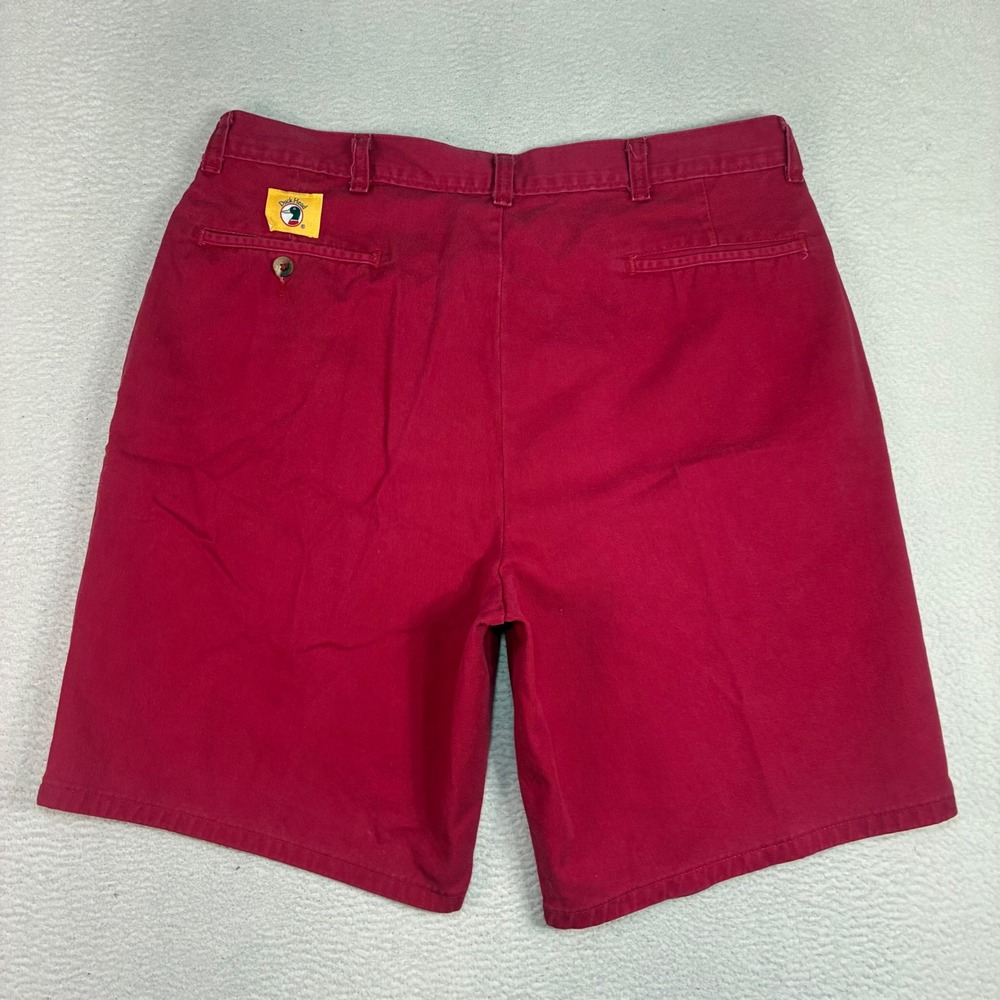 Vintage Duck Head Chino Shorts Men 36x9 Red Double Pleated Preppy Golf Cotton